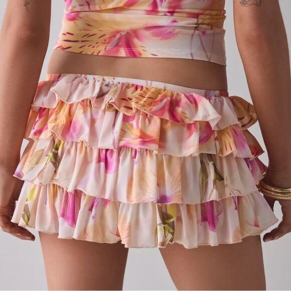NWT Urban Outfitters Out From Under Cammy Ruffle Trim Micro Skort xl floral - Picture 4 of 11